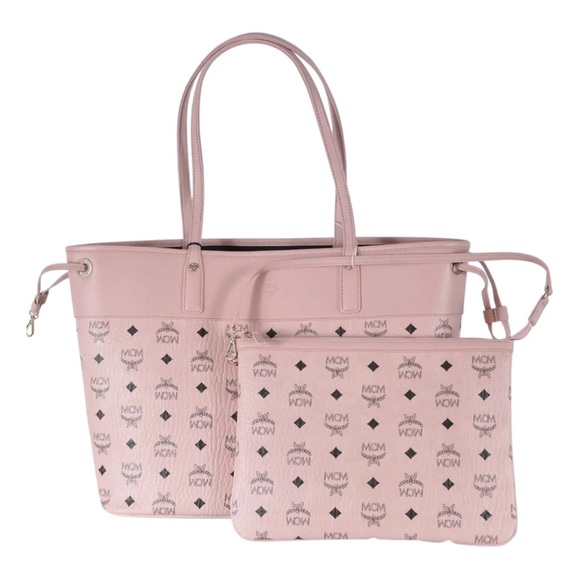 MCM Visetos Aren Medium Shopper Tote set with pouch powder light pink - Picture 1 of 2